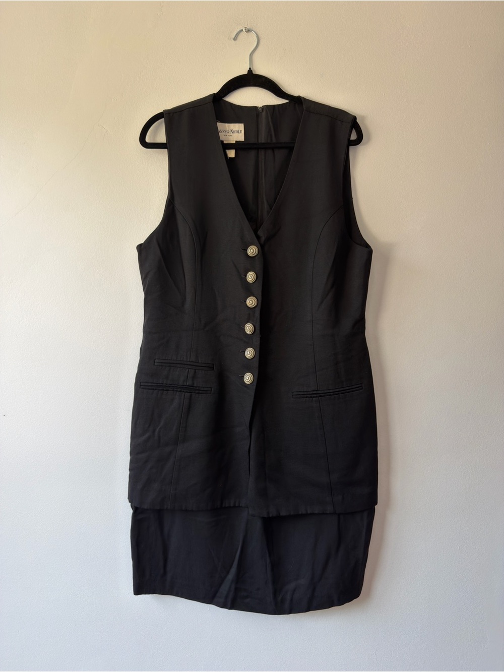 Danny & Nicole Black Sleeveless Button-Front Mini Dress